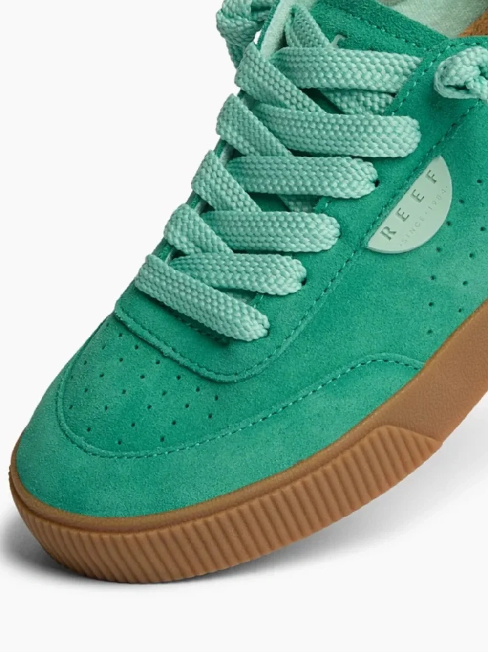 REEF Lay Day Seas Green Duo Women's Leather Suede Lace Up Sneakers